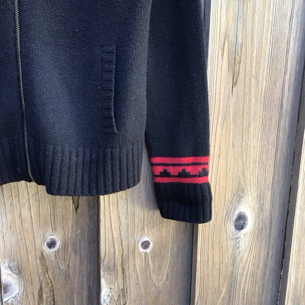 Lauren Jeans Co Ralph Lauren Women's Medium Black Southwestern Full Zip Sweater - Picture 3 of 8